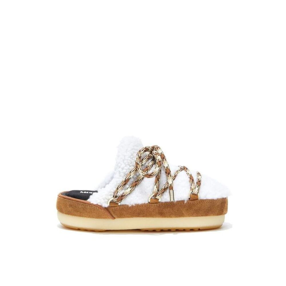 MOON BOOT Cuffed Shearling Mule Men BROWN Sandals